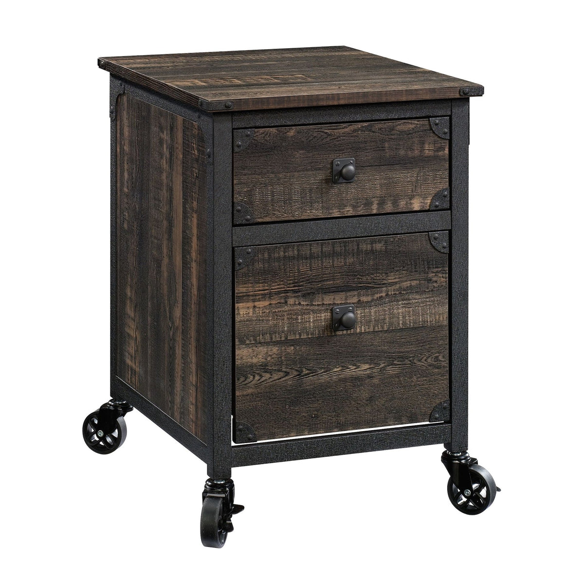 Steel Pedestal River File Cabinet with Drawers, Carbon Oak P6A4 - product image 1