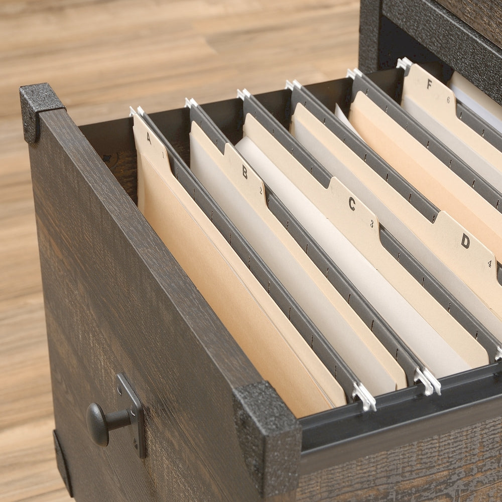 Steel Pedestal River File Cabinet with Drawers, Carbon Oak P6A4 - product image 5