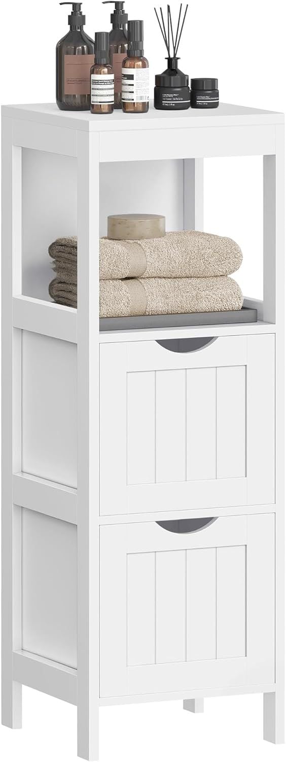 Home 2-Drawer White Cabinet with Open Shelf C7J9 - product image 1