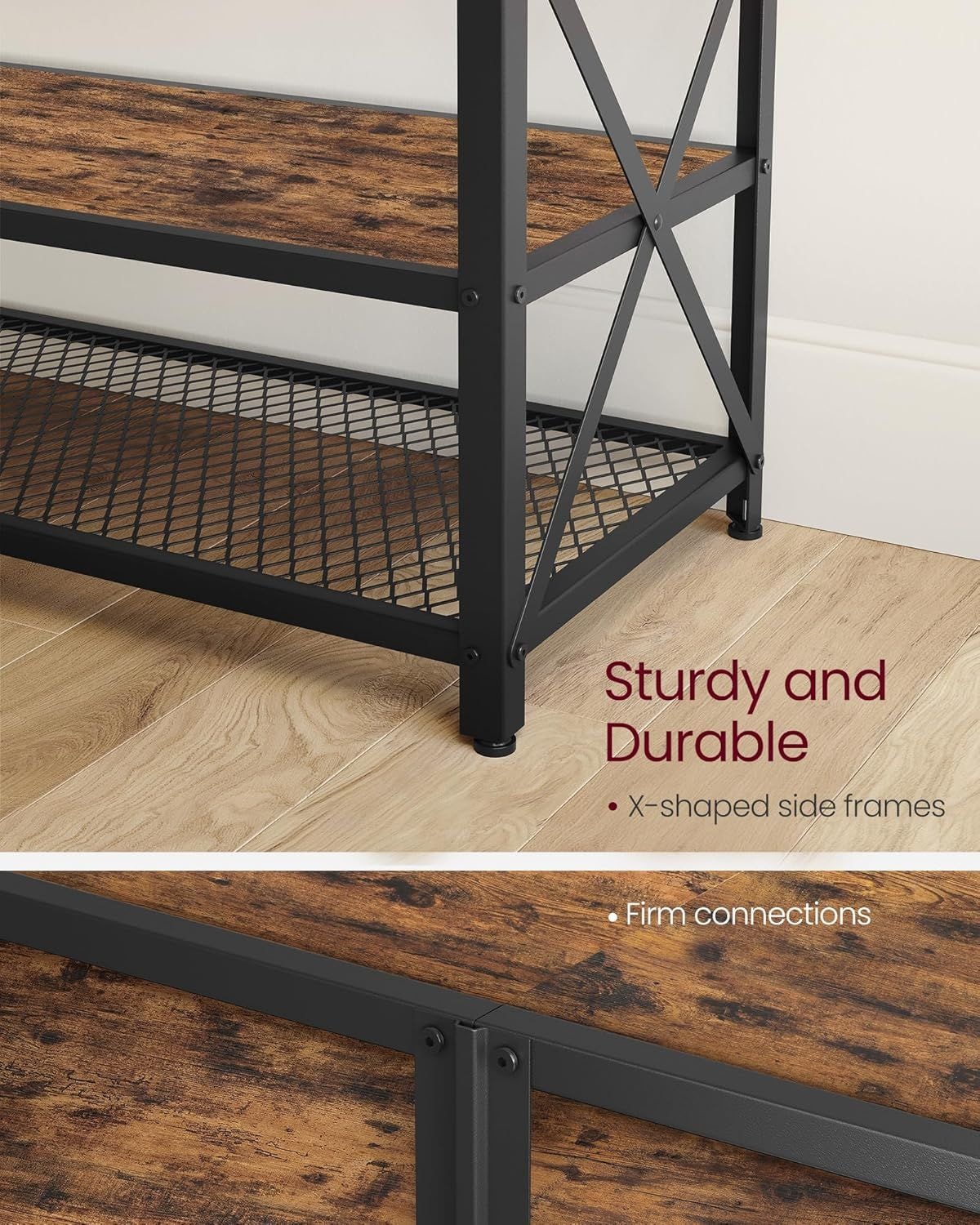 Home 70-in 3-Tier Industrial Rustic Brown TV Stand P1L6 - product image 5