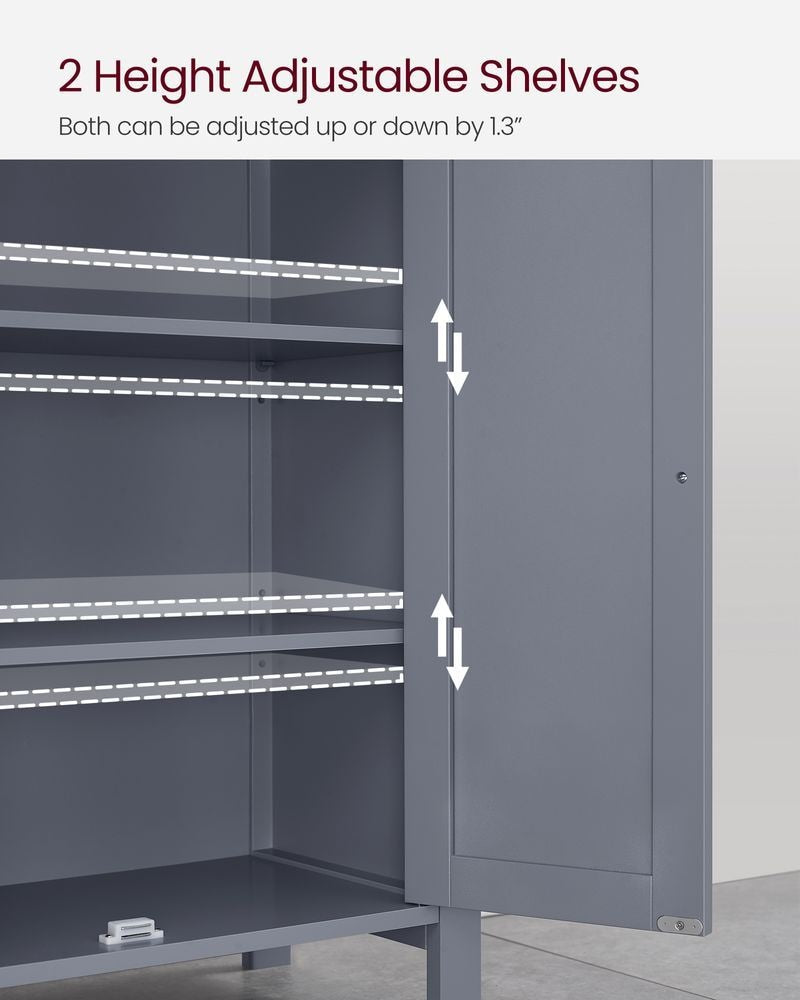 Home Dove Grey Floor Cabinet with 2 Adjustable Shelves M8J1 - product image 3