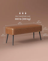 Home EKHO Collection Caramel Brown Synthetic Leather Bench L8E7 - product image 6