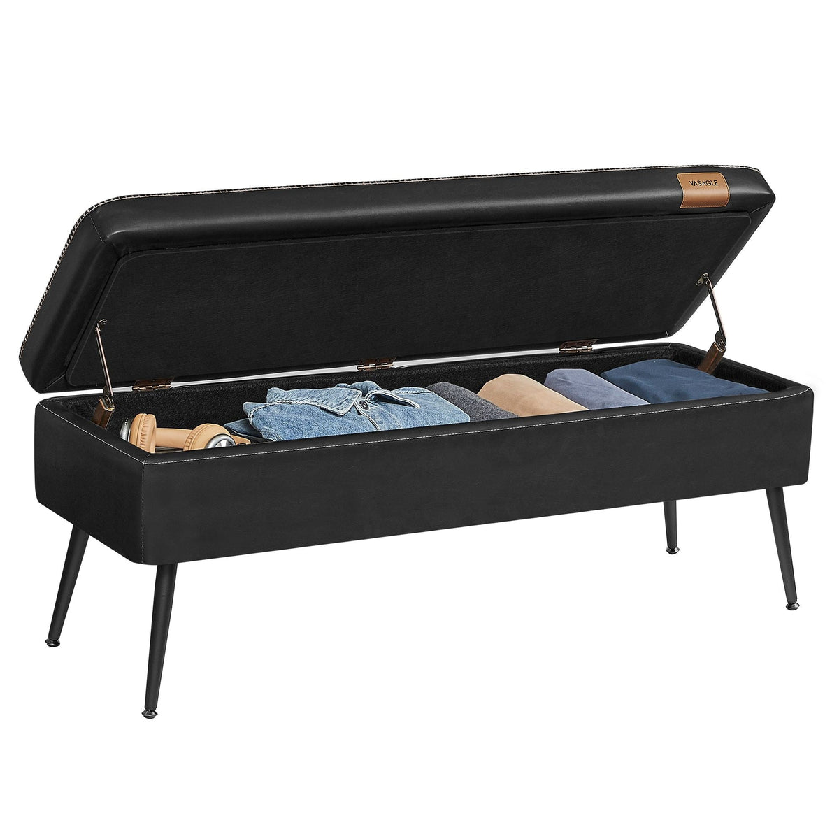 Home Mid-Century Ink Black Ottoman Storage Bench Y1P6 - product image 3
