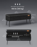 Home Mid-Century Ink Black Ottoman Storage Bench Y1P6 - product image 5