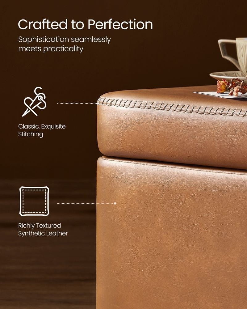 Home Mid-Century Modern Brown Storage Ottoman N5U3 - product image 4