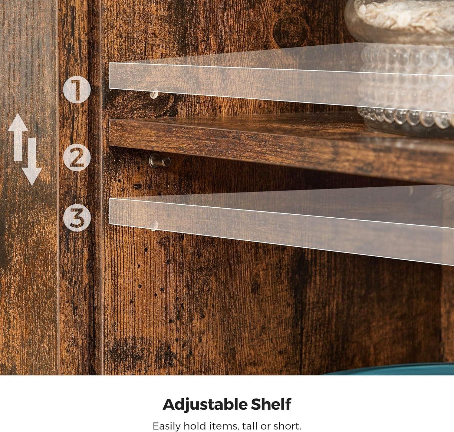 Home Rustic Brown Cabinet with Sliding Door H4M7 - product image 4