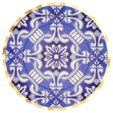 Moroccan Nights Round Bordered Trimmed Paper Disposable Dinner Plates, Blue/Gold, Tile, 10-in, 8-pk, for Mother's Day/Easter K1R4 - product image 1