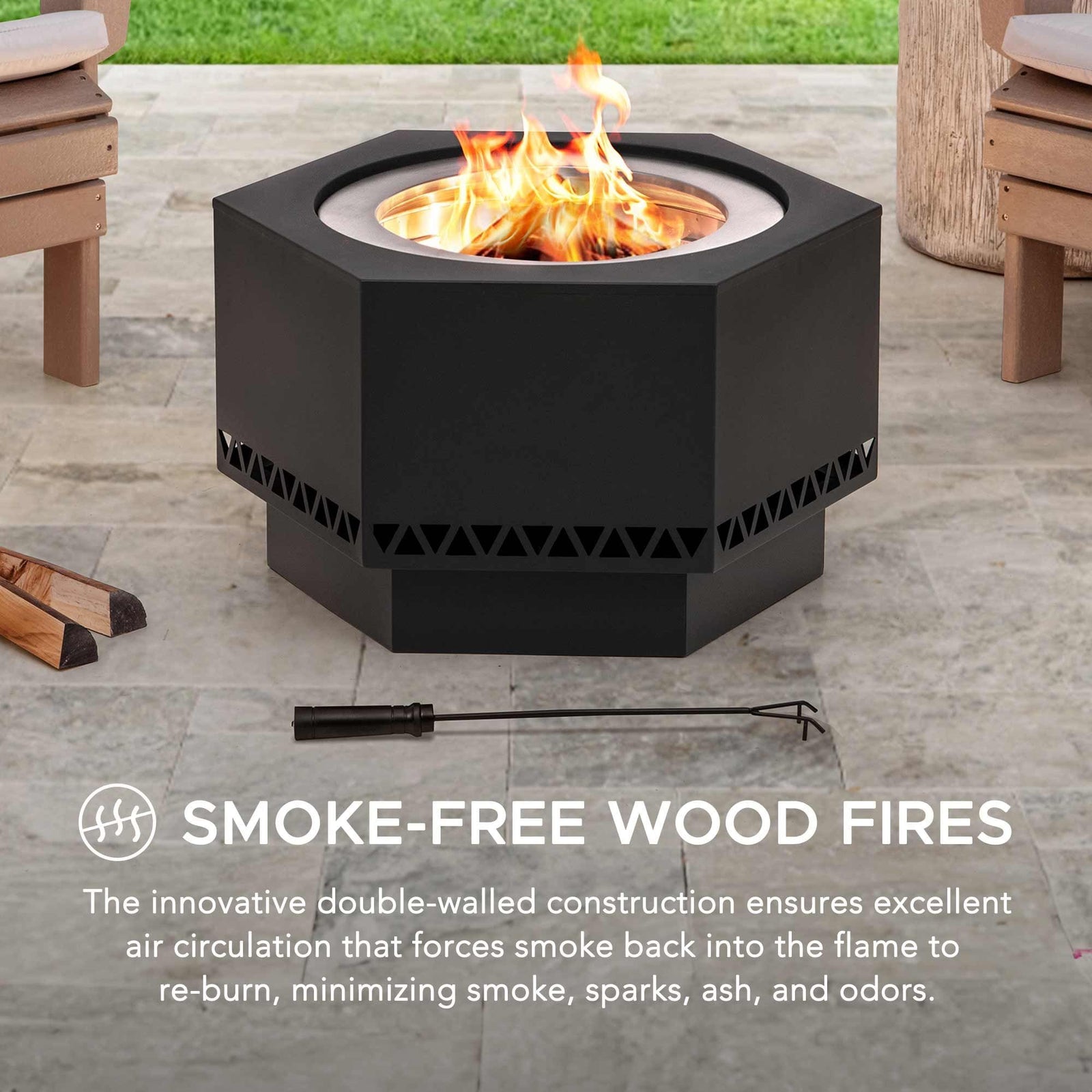 Hexagonal Low Smoke Stainless Steel Fire Pit, 26-in R0F9 - product image 5