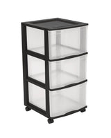 type A Clear Black Frame 3-Drawer Storage Tower/Cart with Wheels, 24-in I8A9 - product image 1