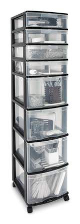 type A Clear Black Frame 8-Drawer Storage Tower/Cart with Wheels, 46-in X8G1 - product image 1
