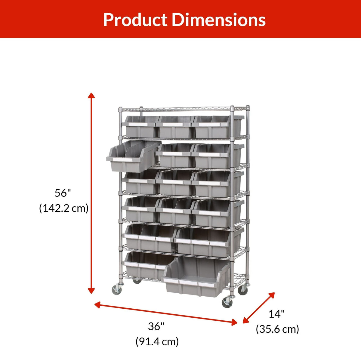 Classics 7-Tier NSF 16-Bin Rack Shelving, 36-in x 14-in x 56-in O6P9 - product image 8